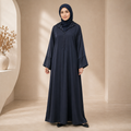 Black Hooded Abaya with Full-Length Closure