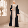 Black & Ivory Moroccan Takshita with Embroidered Detailing