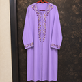 Lavender Moroccan Gandoura with Floral Embroidery 4-Piece Set